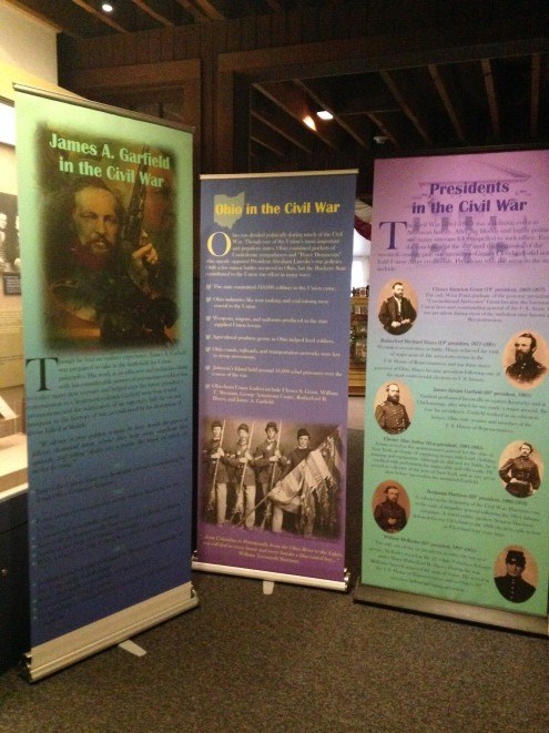 civilwarpanels1 3 panels that talk about the Civil War- James A. Garfield, Ohio in the war, presidents in the war