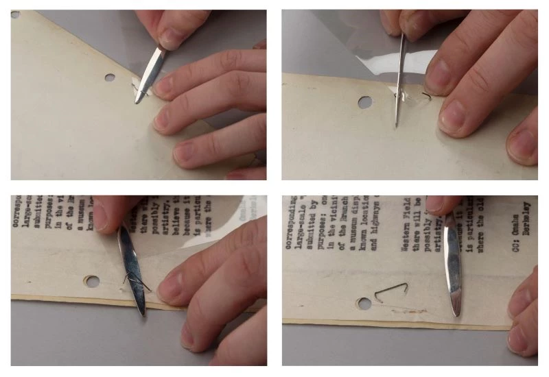 Step by step process of removing a staple. Step by step process of removing a staple.