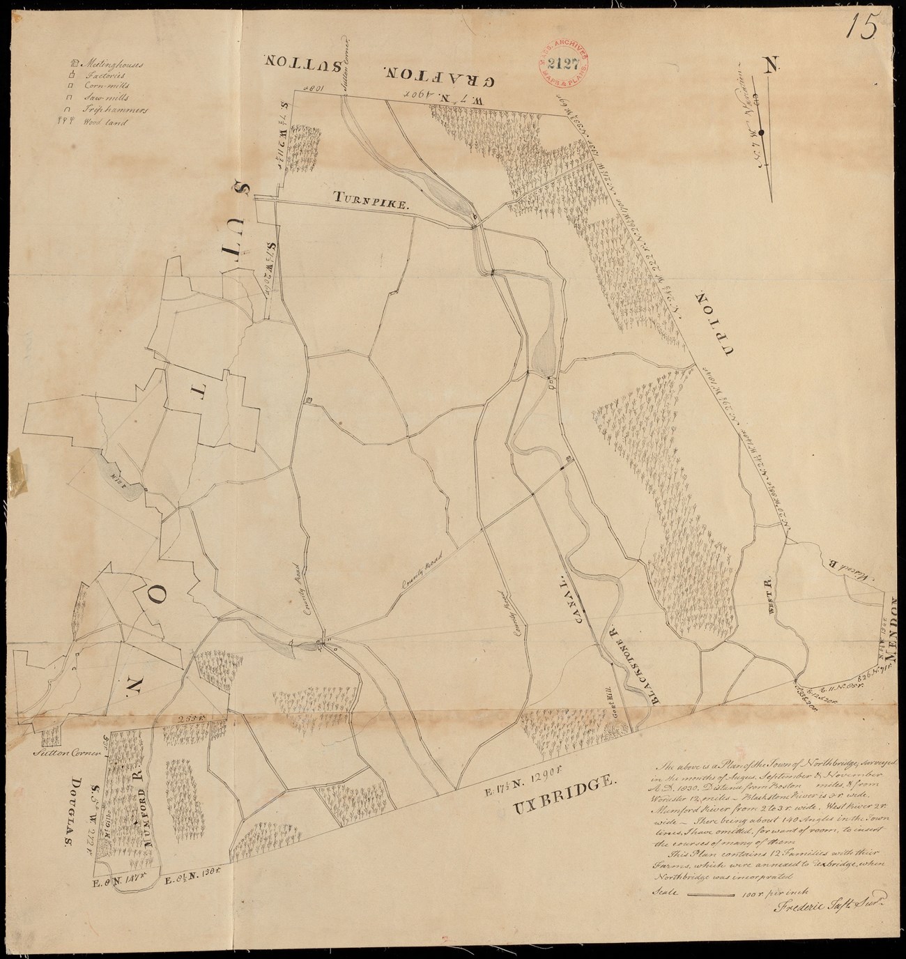 A historic map of the town of Northbridge MA