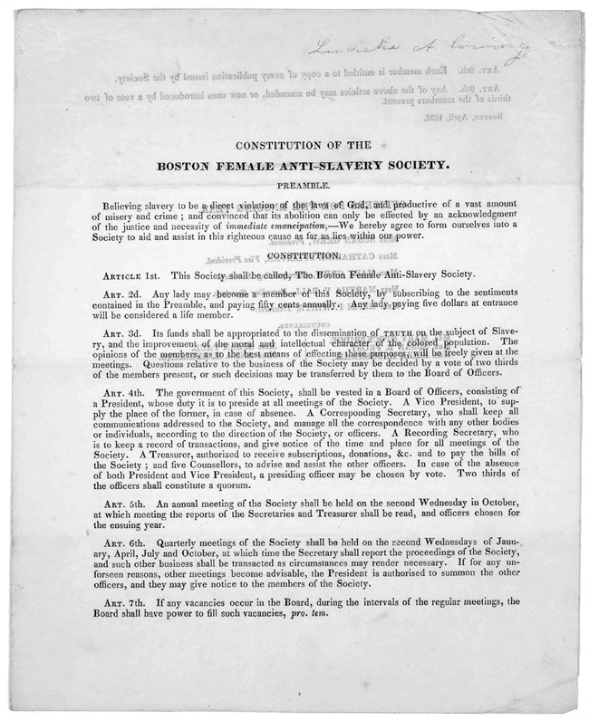 document of a printed constitution of BFASS