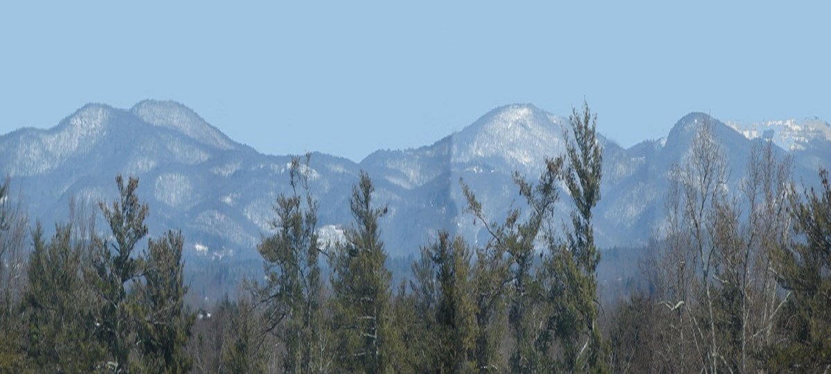 A view of the mountains from the third floor of the house.