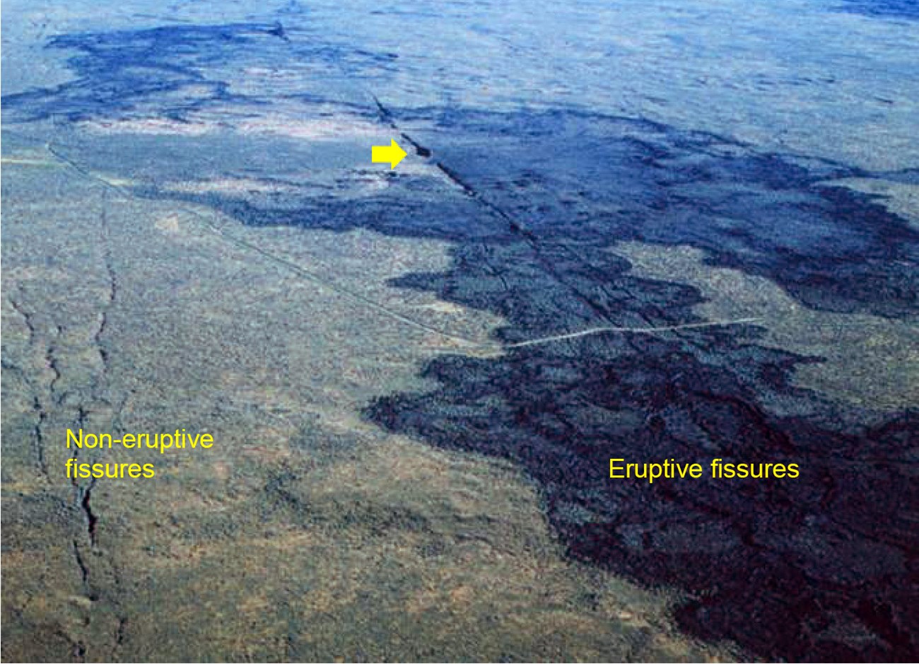 aerial photo of a lava flow