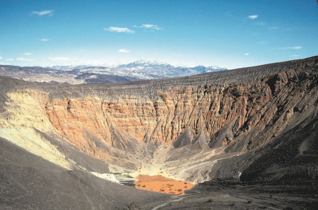 steep slopes inside of a large crater