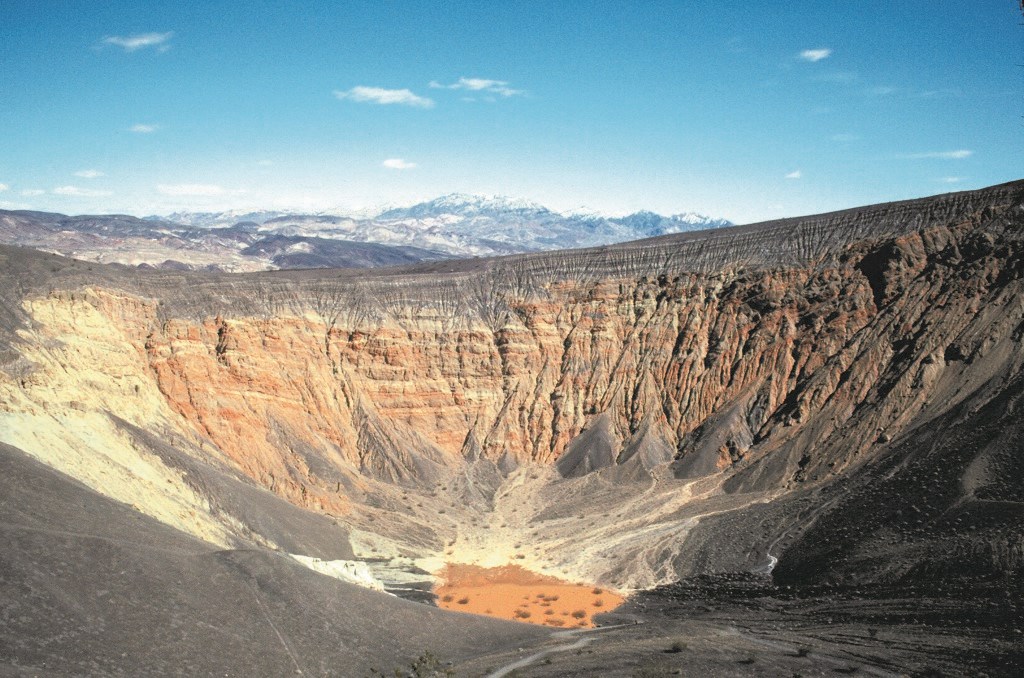 deva Ubehebe Crater steep slopes inside of a large crater