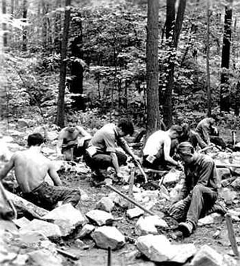 Men excavating at Morristown Men excavating at Morristown