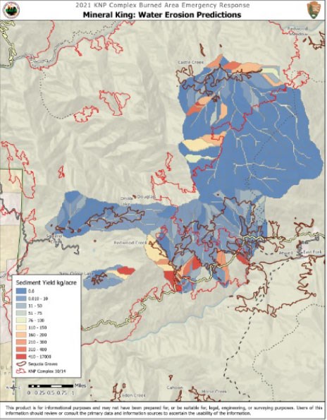 A map with large areas of blue, showing only low potential for sediment yield