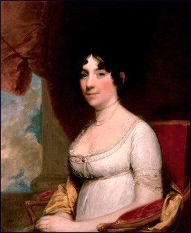 first_ladies-madison painting of a woman with curly brown hair wearing a pink dress