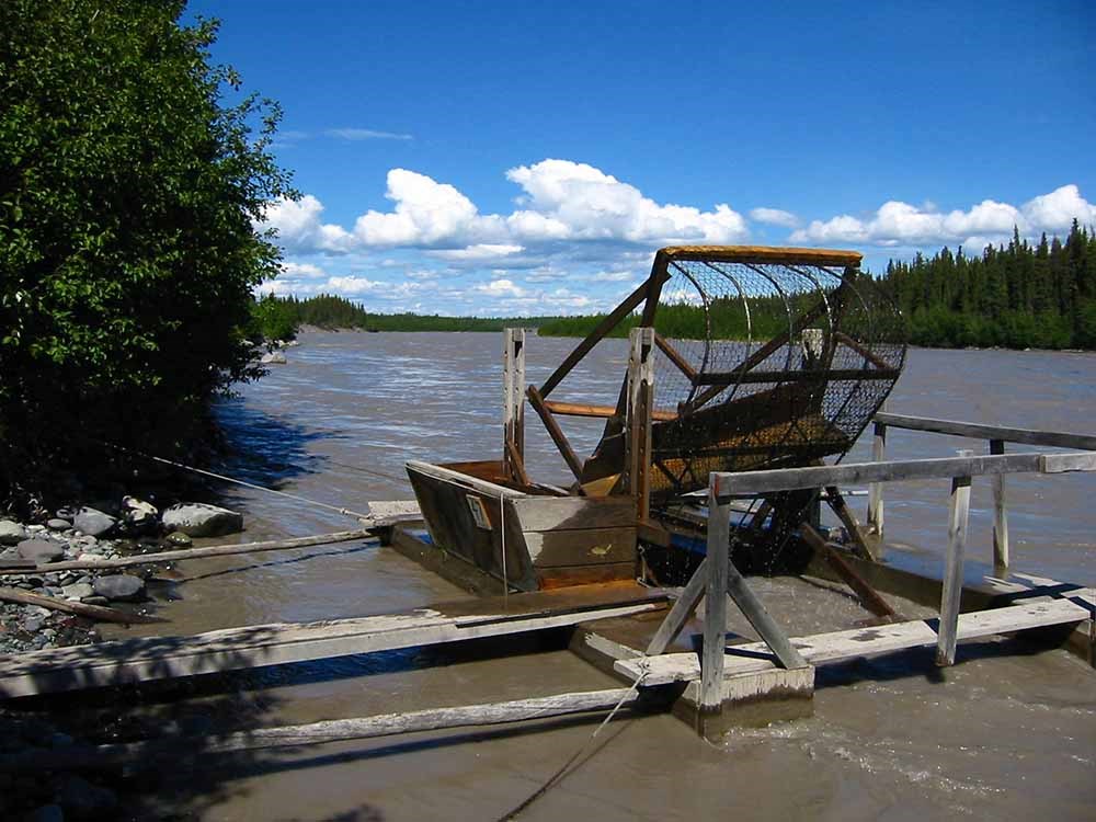 A fishwheel on the river.