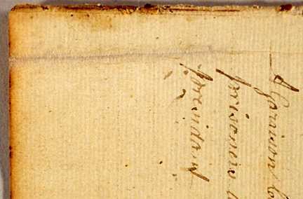 A close-up of a page with the tear along the edge neatly repaired.