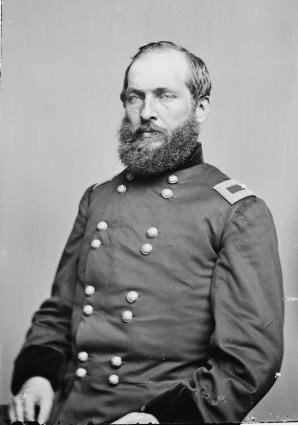 man with beard in a Union soldier uniform