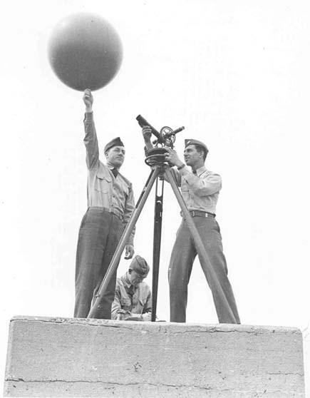 three young soldiers prepaeto launch a weather balloon