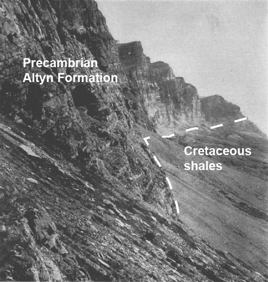 historic photo of cliffs and slope
