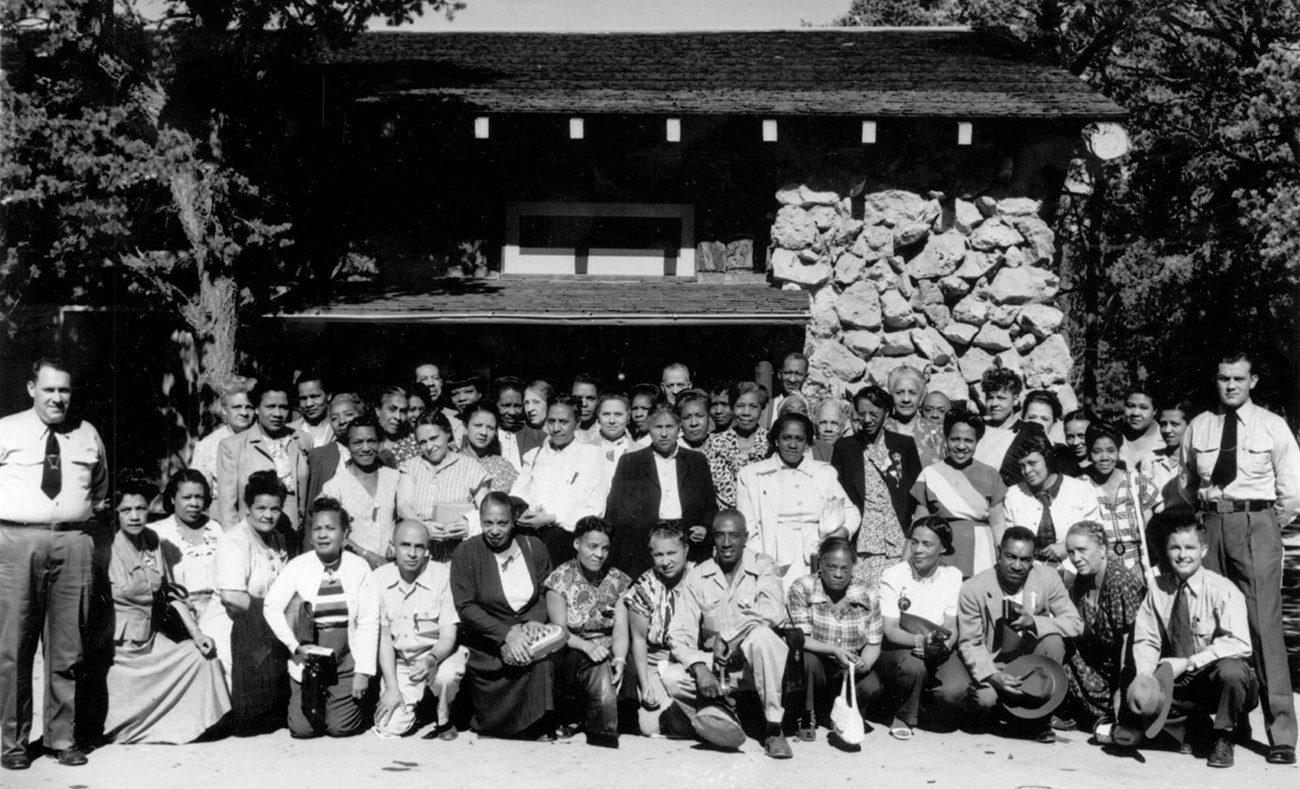 George H. Wallace President Washington Educational Touring Club and 50 members on the South Rim of Grand Canyon August 14, 15, 1948. George H. Wallace President Washington Educational Touring Club and 50 members on the South Rim of Grand Canyon August 14, 15, 1948.