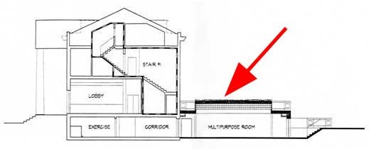 graphic with arrow pointing to green roof