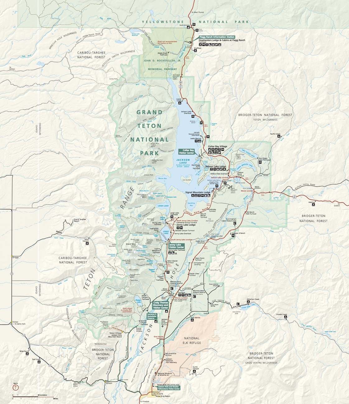 shaded relief map of grand teton national park