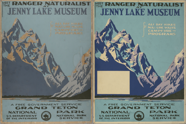 Two Grand Teton posters, one more faded