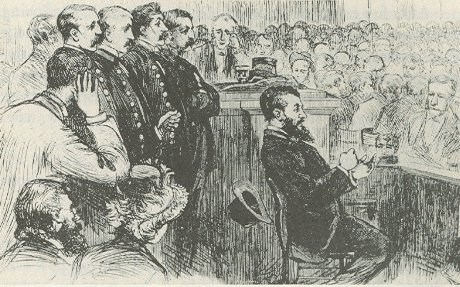 drawing of Charles during his trial