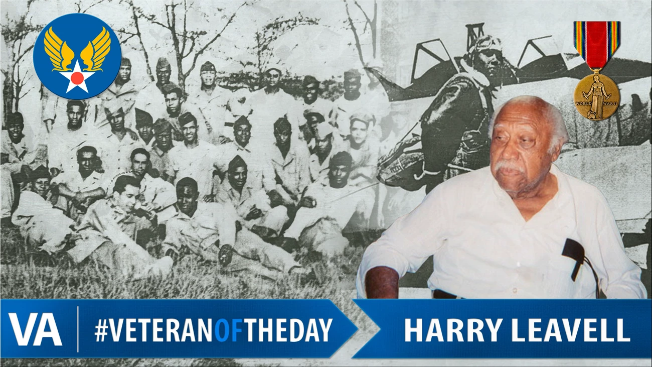 Harry W. Leavell, “Veteran of the Day” in 2018; photo collage by Veterans Affairs blog "VAntage Point" Veteran of the Day Veterans Affairs blog “Vantage Point” Veteran of the Day. Leavell passed in 2014. Harry W. Leavell, “Veteran of the Day” in 2018; photo collage