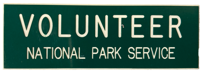 Volunteer name tag Green tag with Volunteer in white letters
