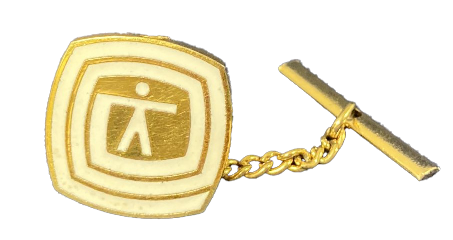 Environman tie tack Gold tie tack with white Environman symbol