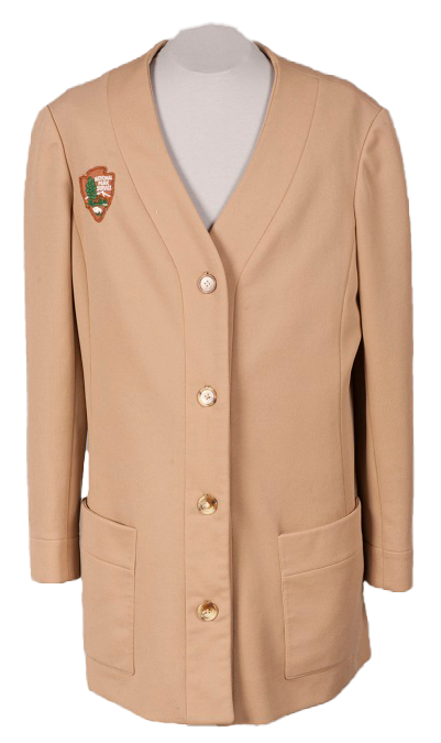 Beige blazer with arrowhead patch