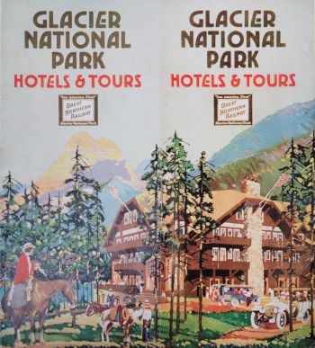 Front and back cover of Glacier Hotel brochure featuring the hotel.