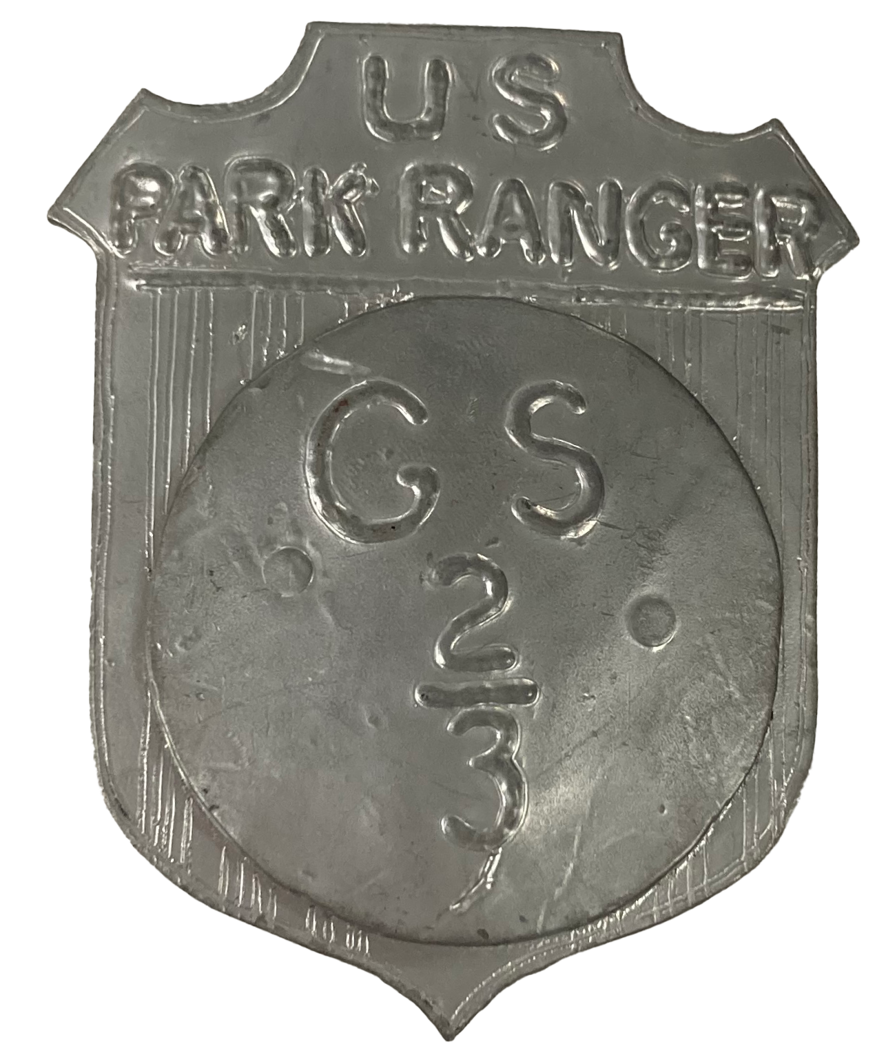 One Lick's badge Silver shield shaped park ranger badge marked GS2/3