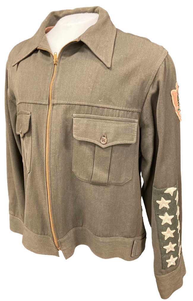 One Lick's uniform jacket Green jacket with oversized stars on sleeve and arrowhead patch