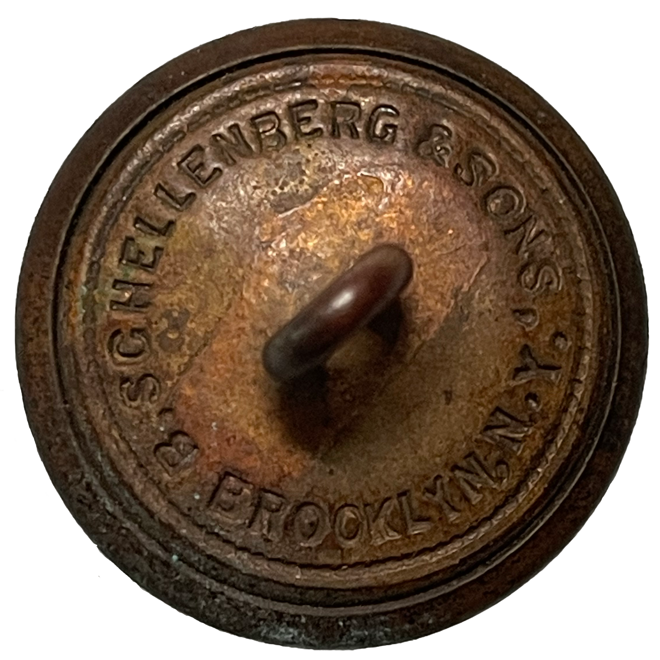 B. Shellenburg & Sons button Back of a button stamped for B. Schellenberg