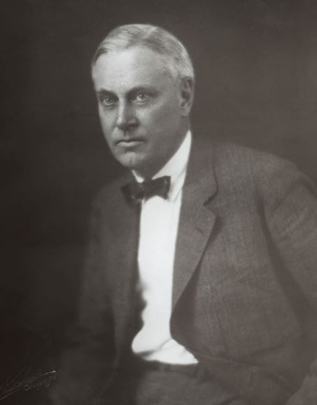 Portrait of Stephen Mather wearing a suit and bowtie