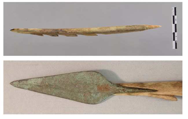 Two images showing arrow blades and tips.