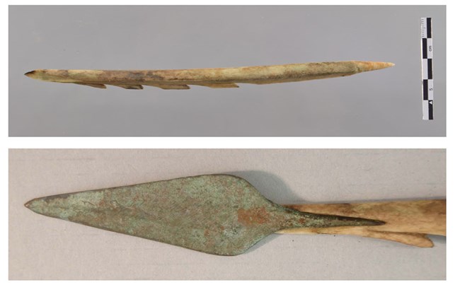 ice patch blades_web Two images showing arrow blades and tips.