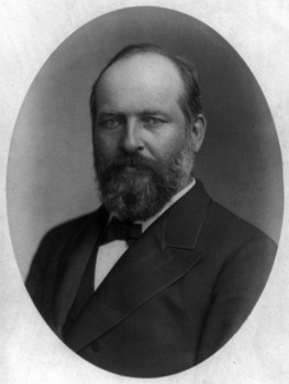 James A. Garfield picture is in an oval