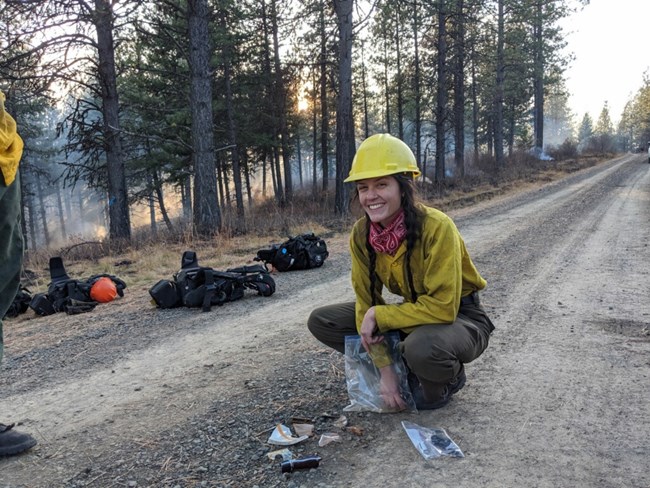 Kaitlyn Eldredge studies the effects of fire suppressants and wildland fires on Cultural materials.