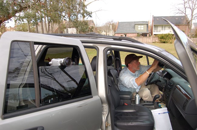 Dr. Kennedy tests vehicle mounted camera