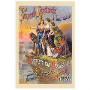 Frank Leslie Newspaper a drawing showing a group of five individuals looking down from a mountain top