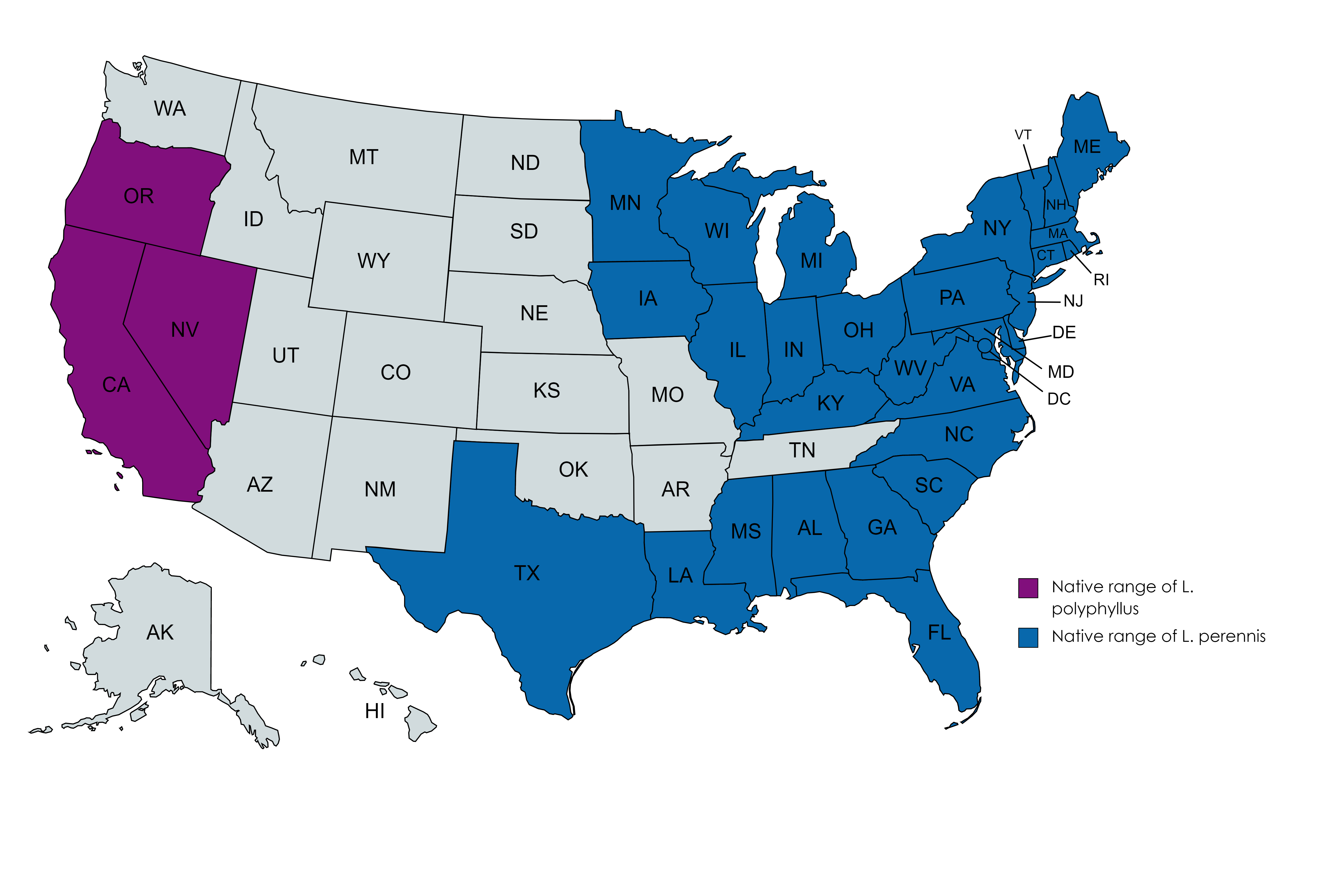 ranges of two lupine species