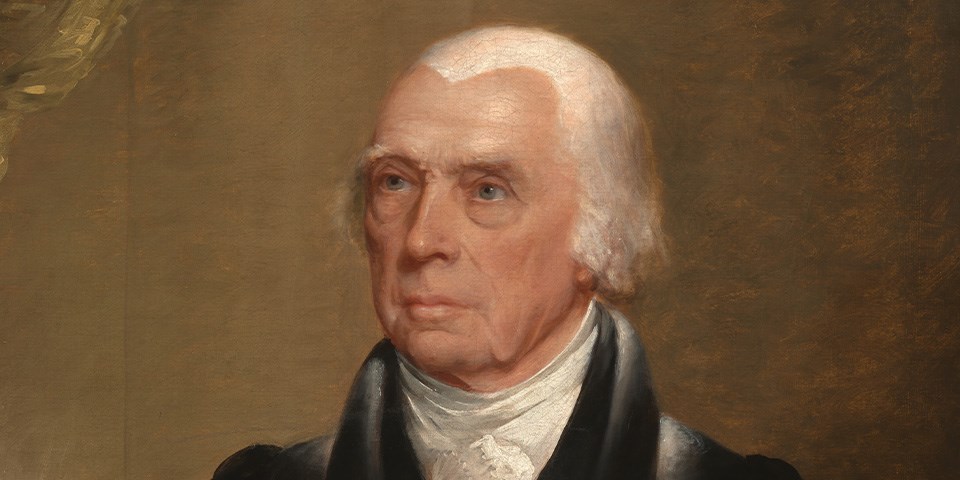 James Madison A close-up view of an elderly James Madison