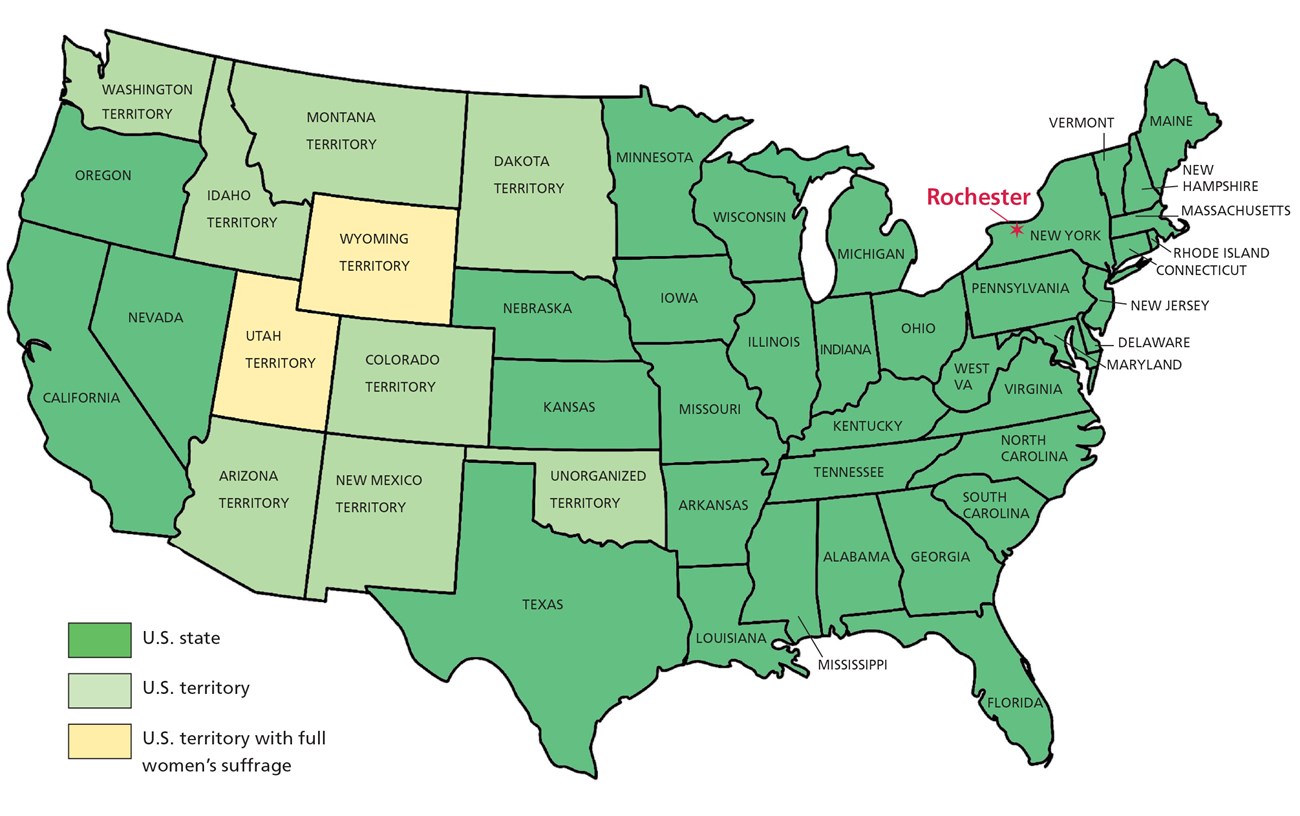 The United States in 1872 Map of the United States in 1870 showing states and territories and territories with women's suffrage