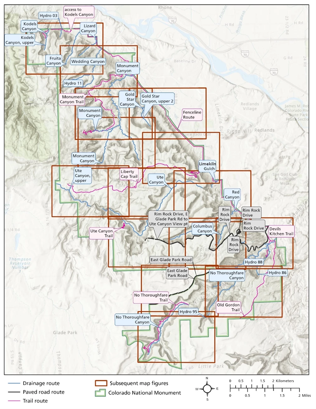 This map shows the routes surveyed for invasive exotic plant species across Colorado National Monument in June 2024. Map of all invasive plant monitoring routes surveyed across Colorado National Monument.