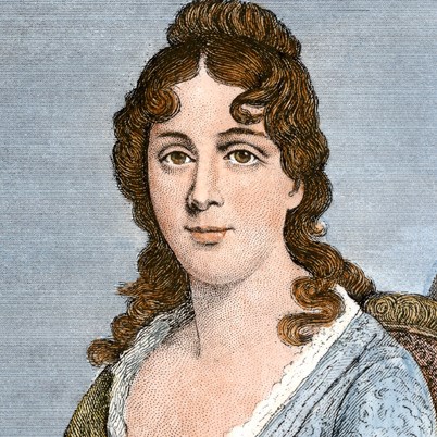 martha-wayles-jefferson drawing of woman with long curly brown hair wearing a lue dress