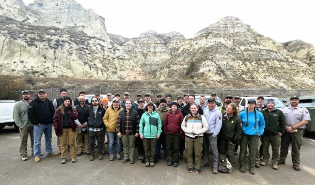 Trails workshop participants standing outside at Theodore Roosevelt National Park