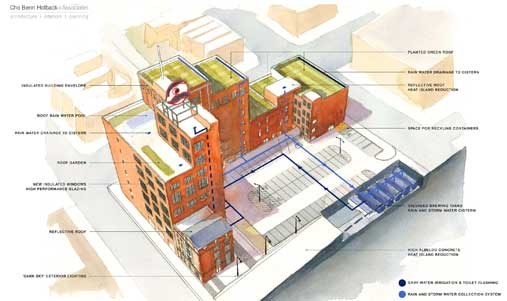 illustration of details of a green roof