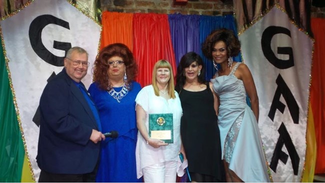 Recipients of the Gay Appreciation Awards. Five people receive and award.