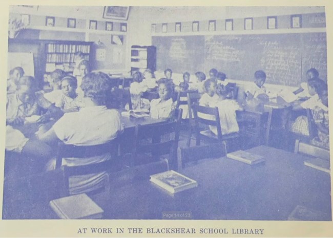 At work in the Blackshear School Library Photo of photo of all the teachers and the librarians of the Blackshear Elementary School.
