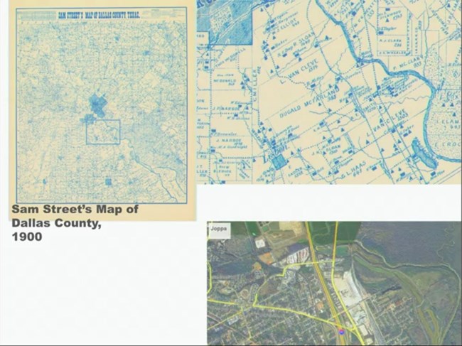 Dallas County circa 1900 Sam Street's Map of Dallas County with detail, below location of Joppa.