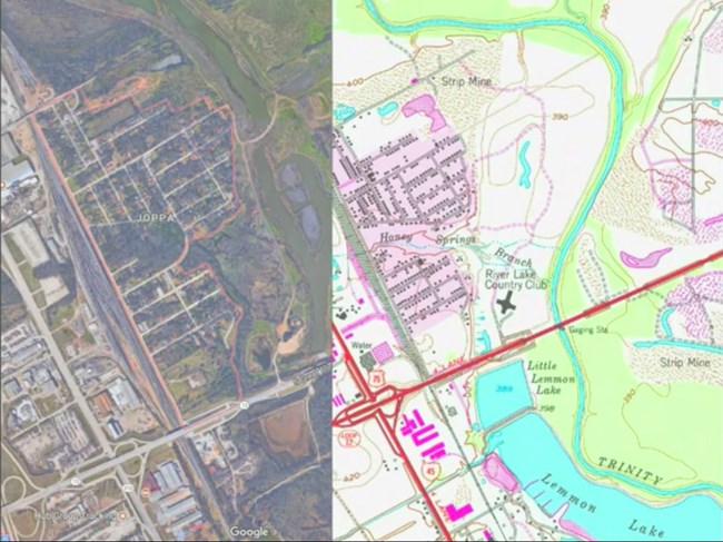 Gentrification shrinks the Jolla community. Map showing Jolla residences on one side and a golf course and new construction.