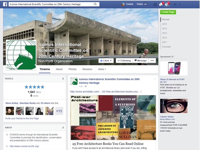 ICOMOS - International Scientific Committee on 20th Century Heritage Facebook Page