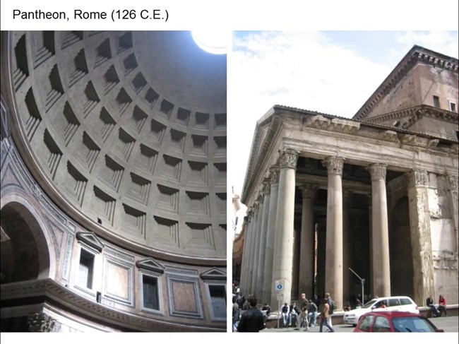 The Pantheon, a Roman concrete domed temple built during the mid-empire.