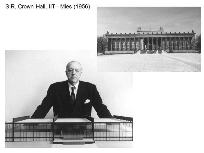 Mies the architect standing over an iconic model.
